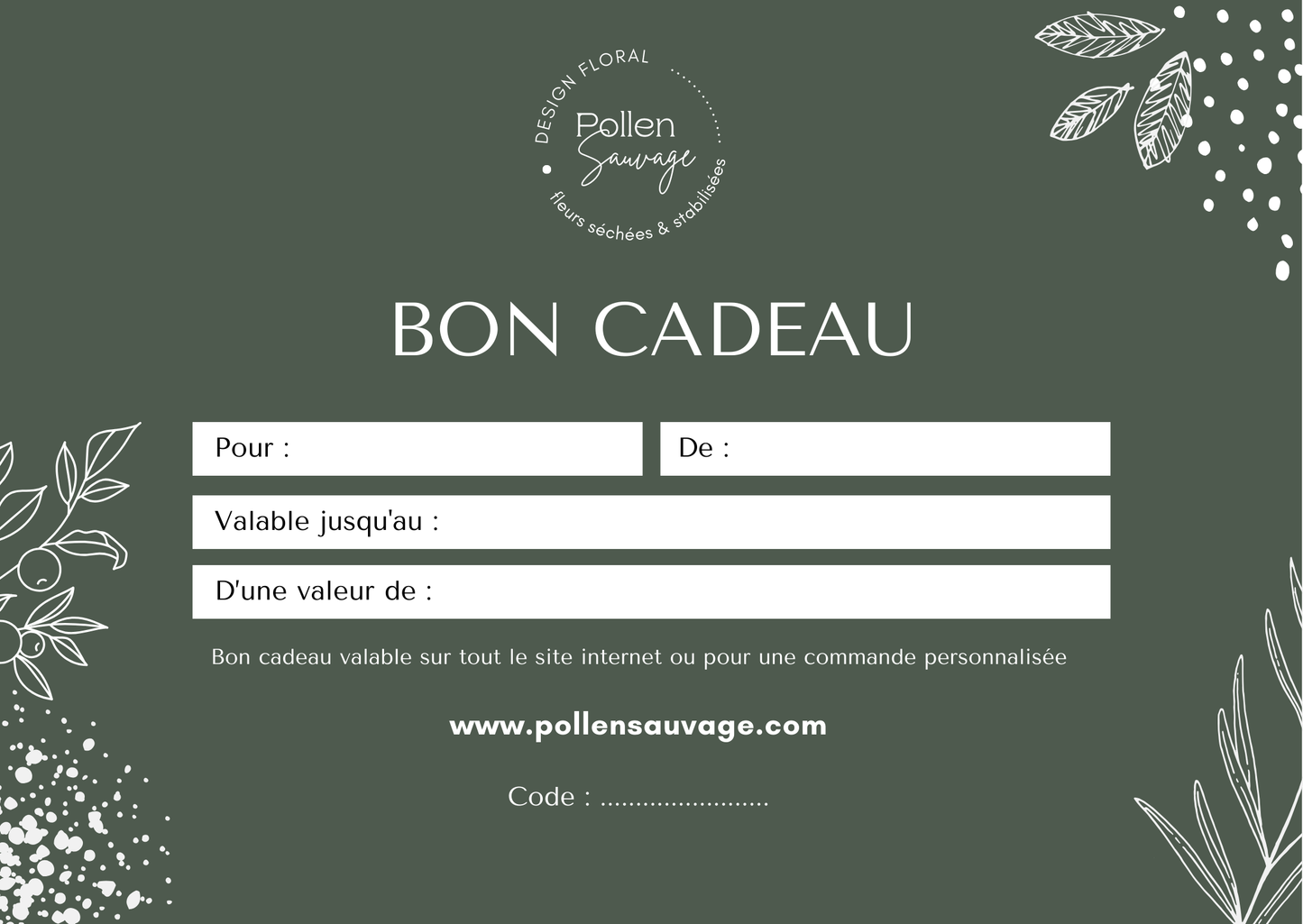 Carte cadeau Pollen Sauvage