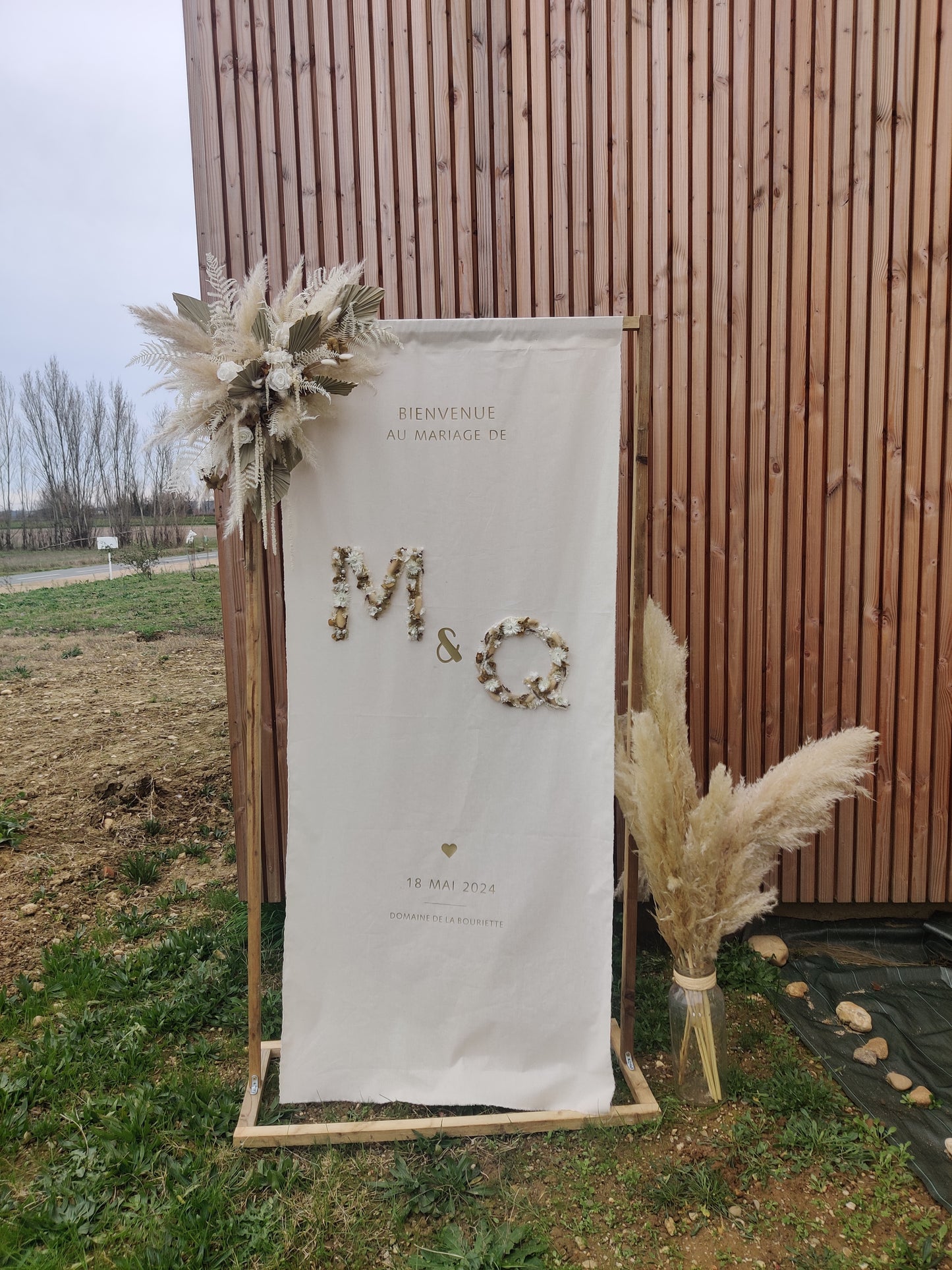 Tissu de bienvenue "initiales" personnalisable