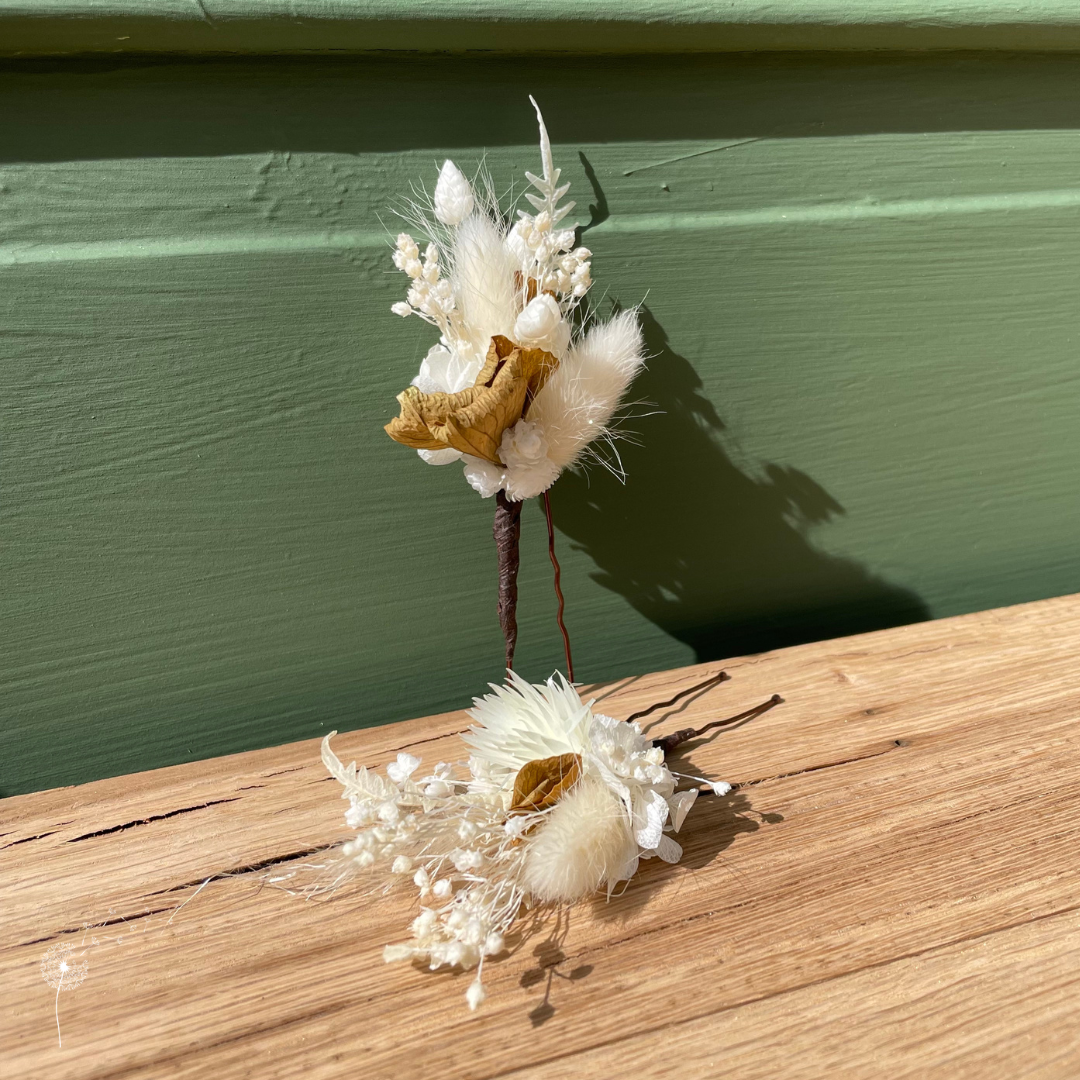 Lot de 2 épingles à cheveux en fleurs séchées et stabilisées