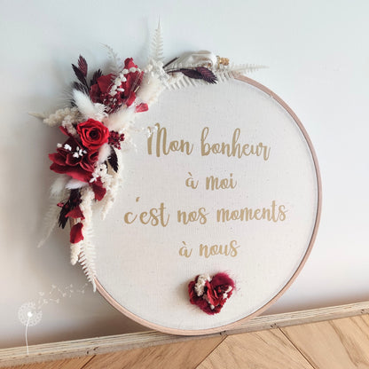 Tambour fleuri "mon bonheur à moi"