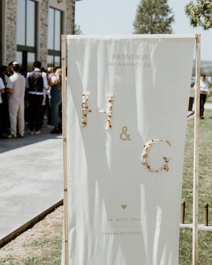 Tissu de bienvenue "initiales" personnalisable